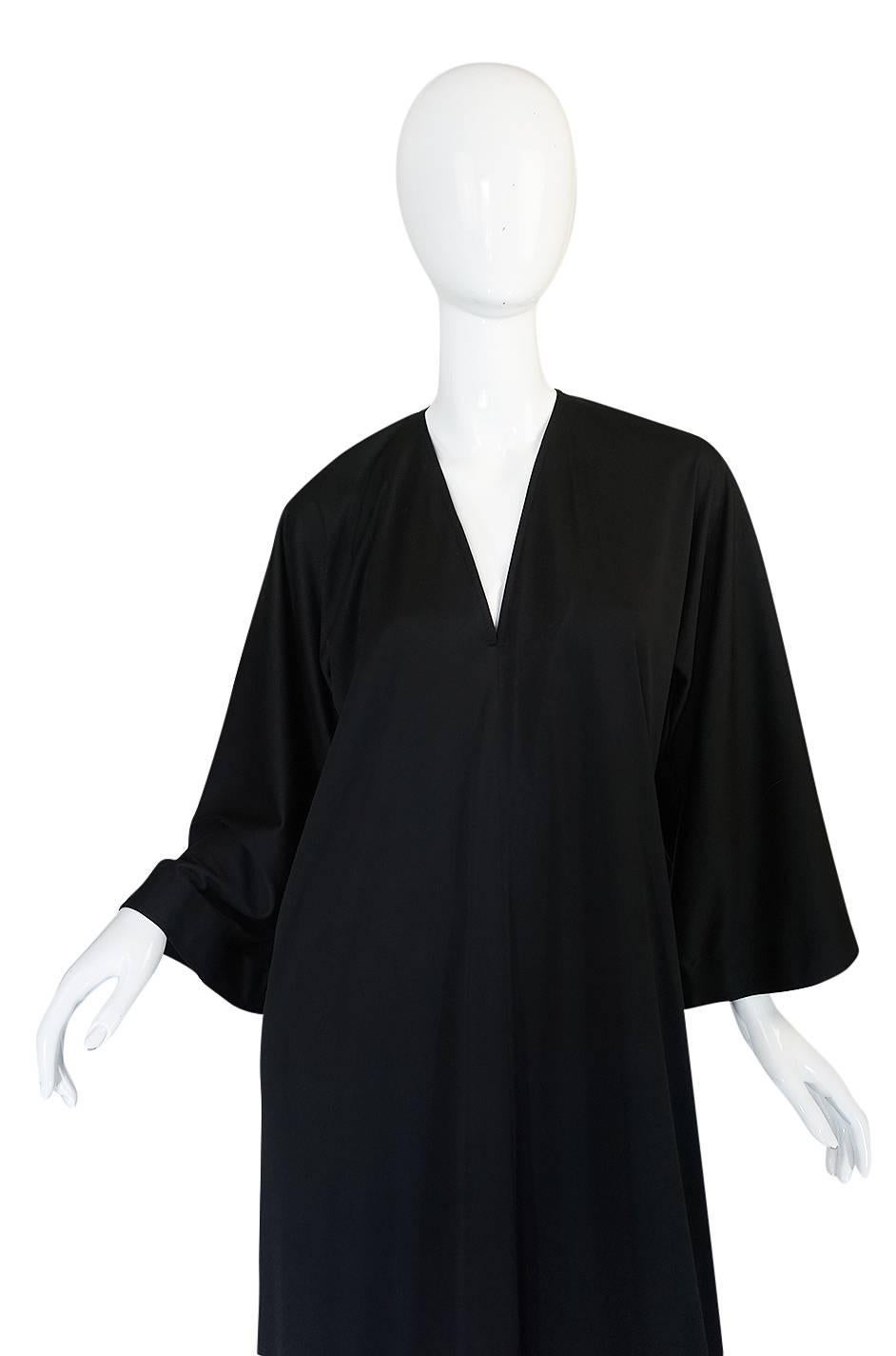 Women's 1970s Halston Simple & Chic Black Jersey Caftan Dress