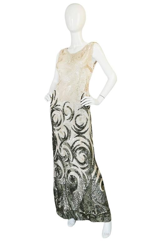Spectacular 1920s Couture Swirling Gold and Cream Sequin Dress at ...