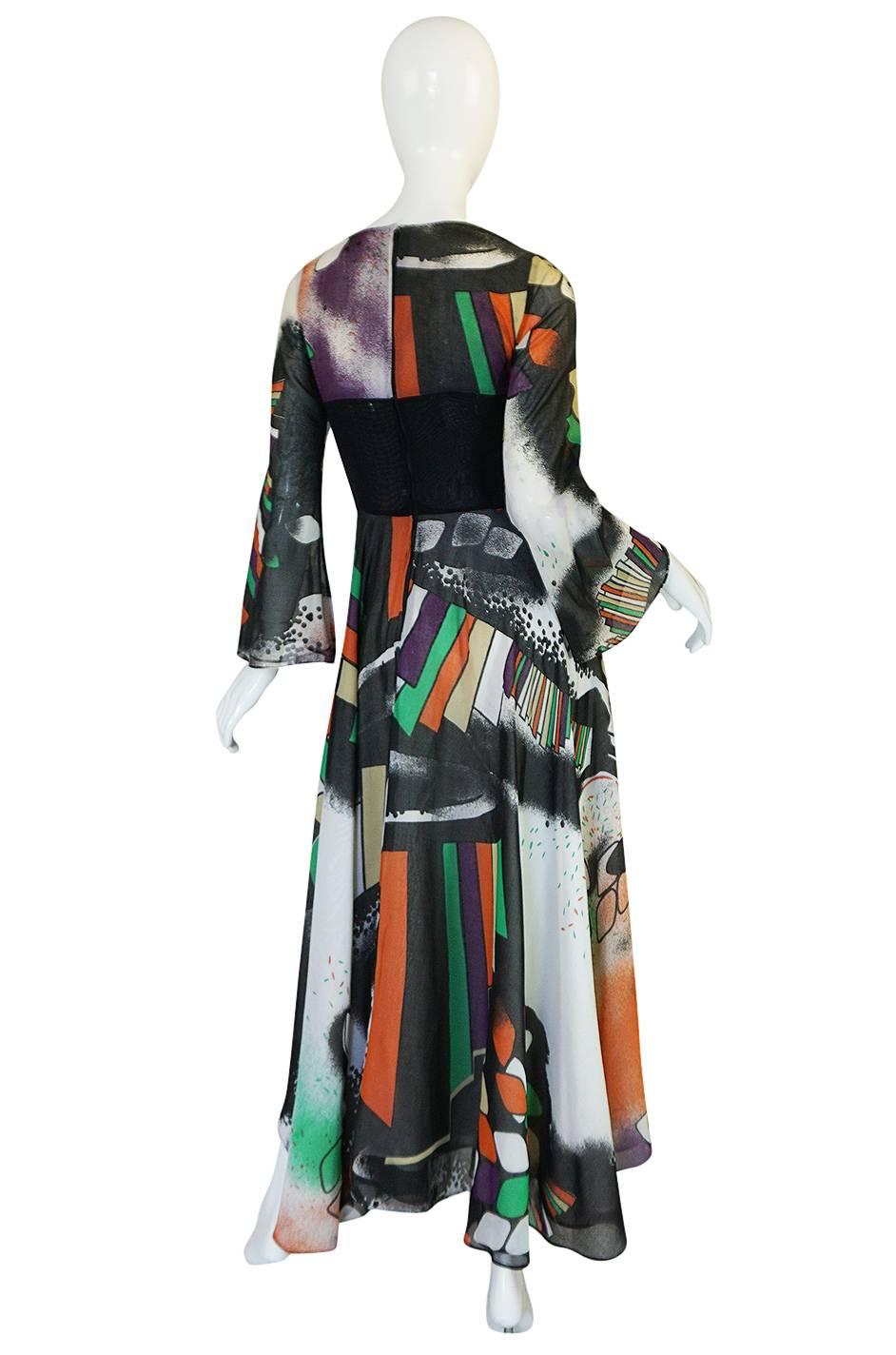 This particular version of the Thea Porter label was only produced between October 1971-March 1972 and this gown was part of the 1971 collection. It is a beautiful example of her work and I am pleased to share that its twin was part of the 2015 Thea