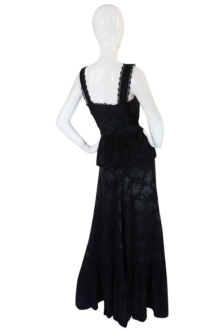 c1971 Rare Mary Quant Black on Black Floral Silk Halter Smock Dress For ...