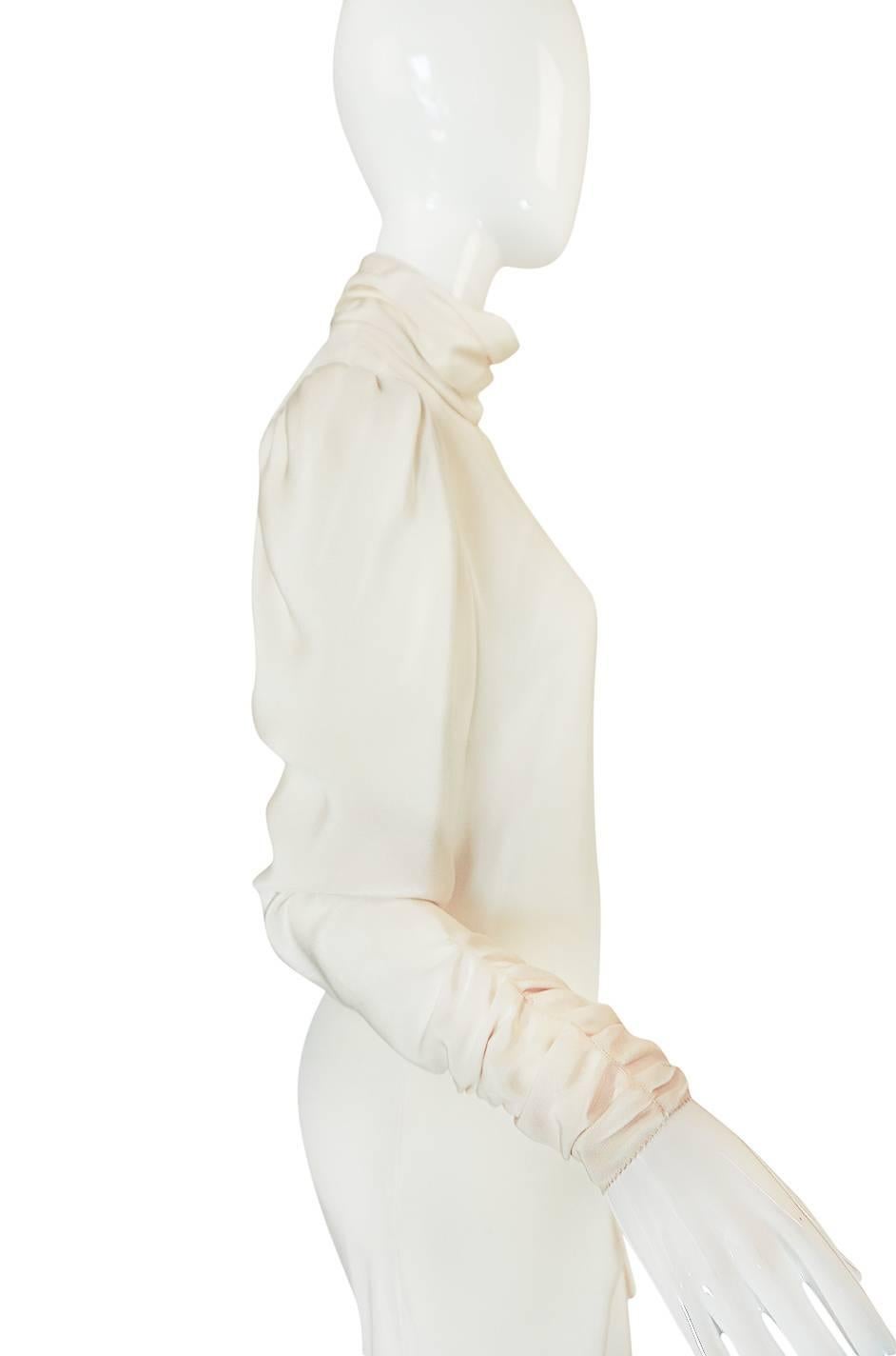 1980s Ivory Silk Dress with Couture Level Finishes 1