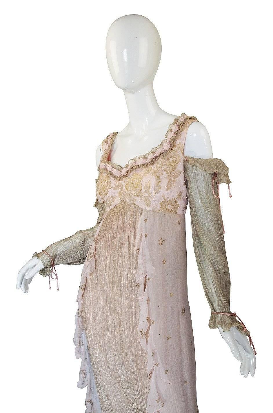 1970s Zandra Rhodes Hand Painted Silk Gown In Excellent Condition In Rockwood, ON
