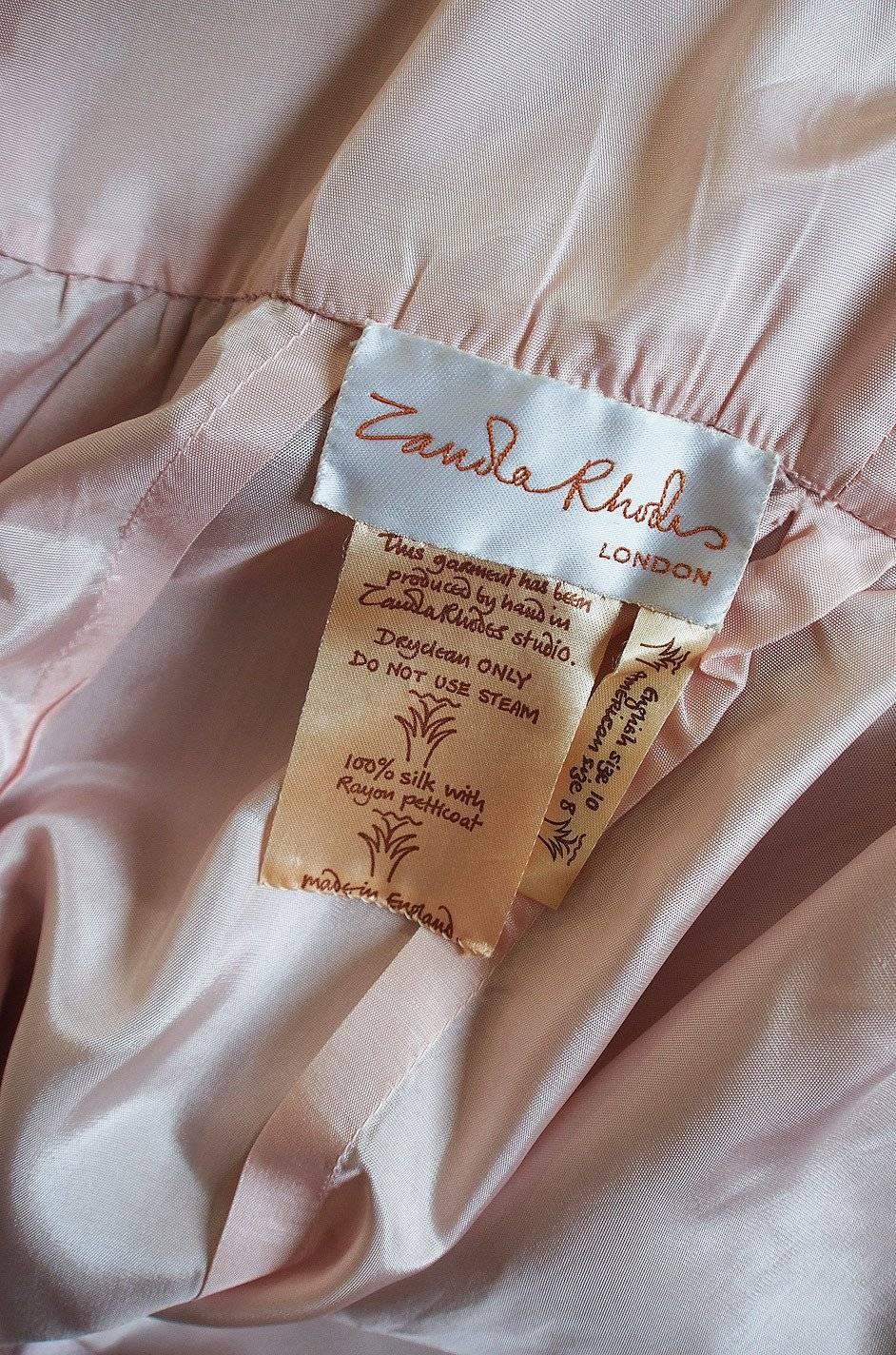 1970s Zandra Rhodes Hand Painted Silk Gown 4