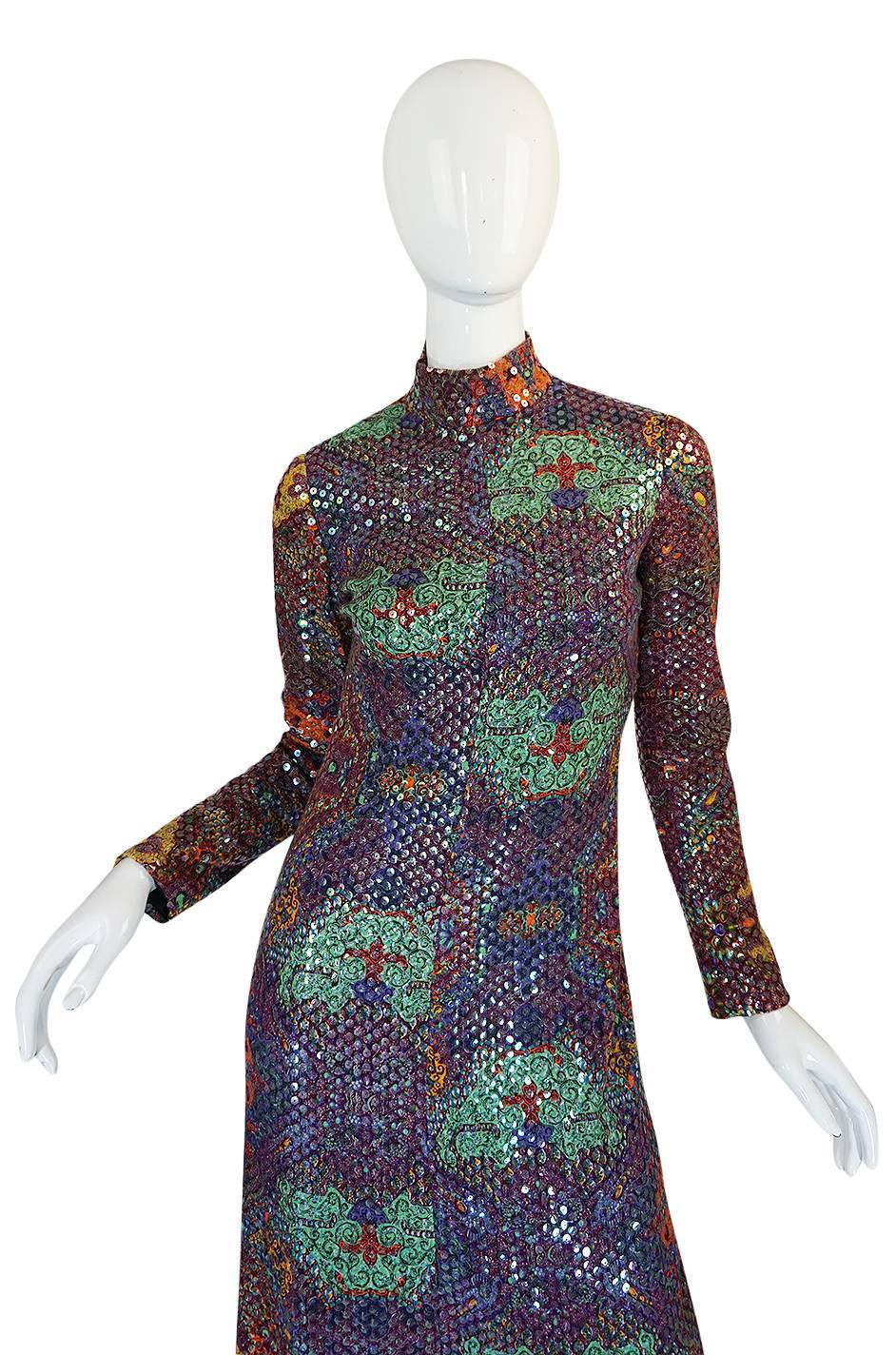 Women's Documented 1971 Malcolm Starr Sequin Covered Dress