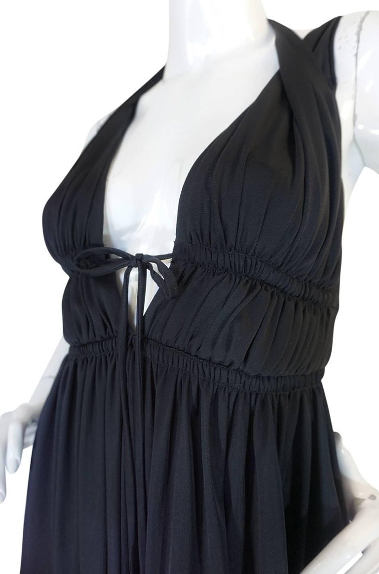 1970s Frank Usher Plunging Grecian Goddess Jersey Dress For Sale at 1stdibs