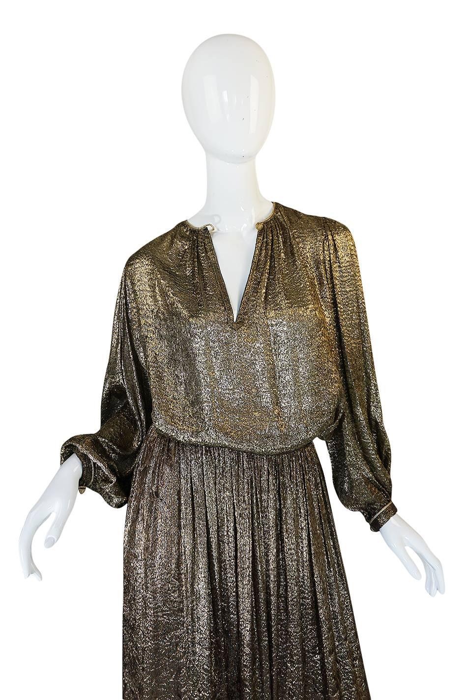 Yves Saint Laurent Documented Gold Metallic Lame Set, 1976-1977  1