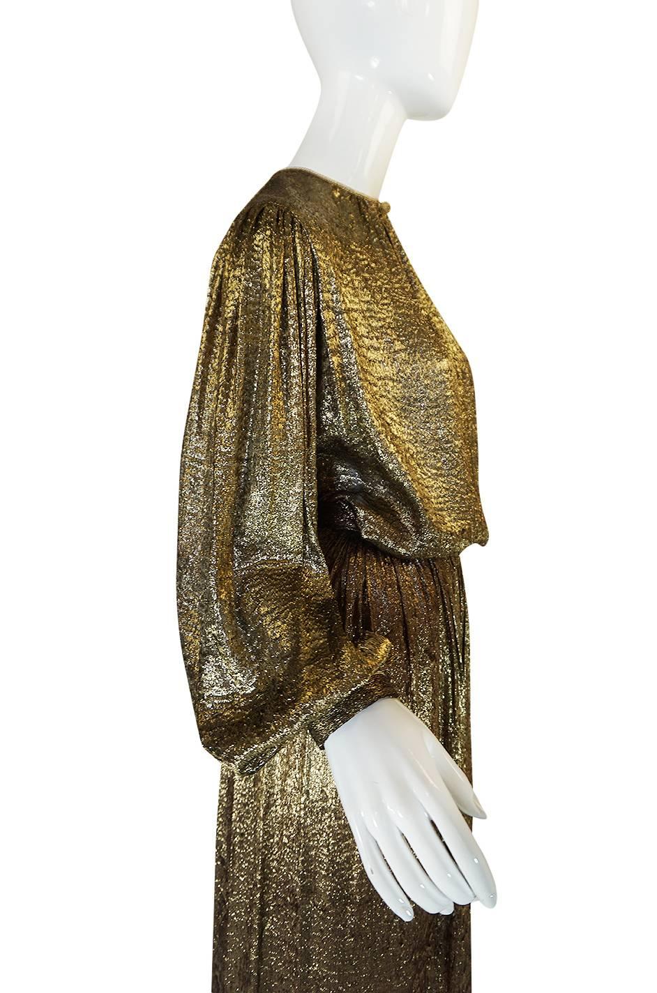 Yves Saint Laurent Documented Gold Metallic Lame Set, 1976-1977  2