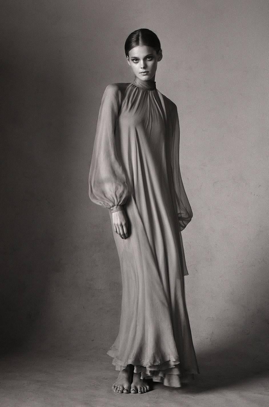 Documented 1973 Haute Couture Yves Saint Laurent Silk Gown 4