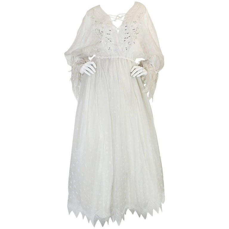 Zandra Rhodes Shell Collection Embellished Ivory Silk Dress, 1972-1973 ...