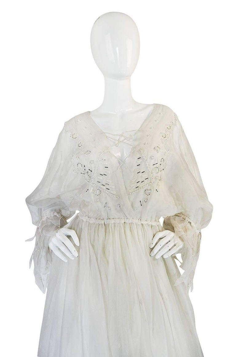 Zandra Rhodes Shell Collection Embellished Ivory Silk Dress, 1972-1973 ...