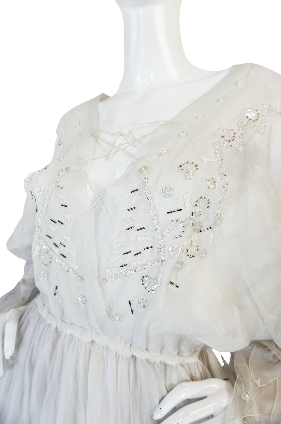 Zandra Rhodes Shell Collection Embellished Ivory Silk Dress, 1972-1973 In Excellent Condition In Rockwood, ON