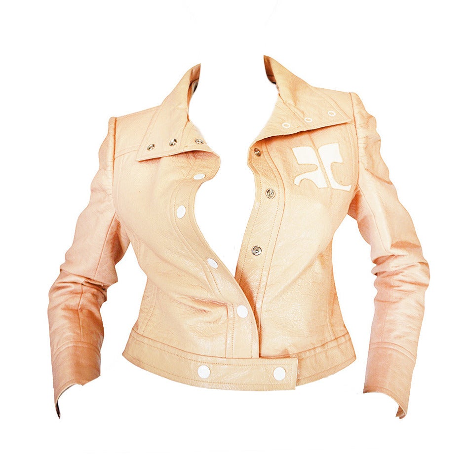 Andre Courreges Documented Vinyl Crop Jacket in Buff, 1971 - 1972 