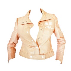 Vintage Andre Courreges Documented Vinyl Crop Jacket in Buff, 1971 - 1972 