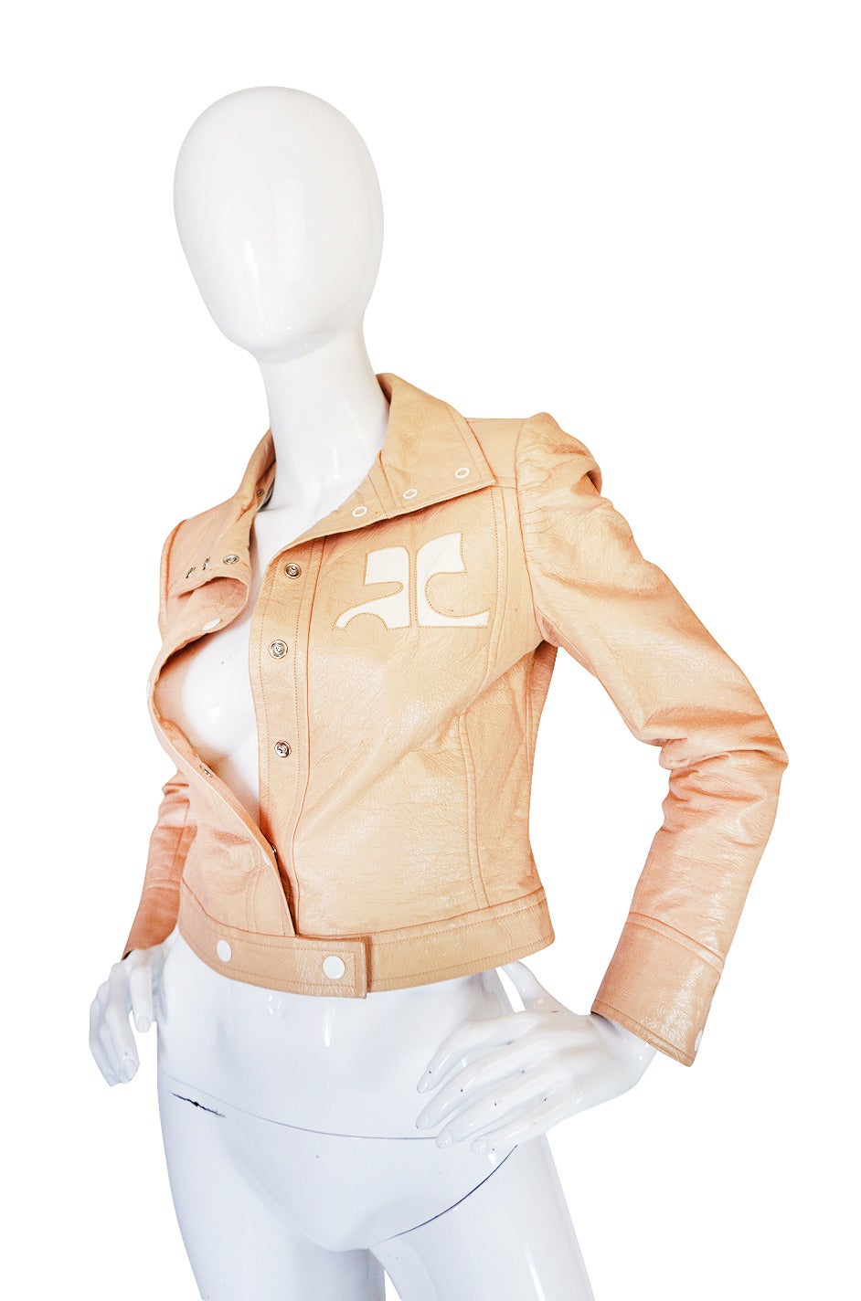 Andre Courreges Documented Vinyl Crop Jacket in Buff, 1971 - 1972  1