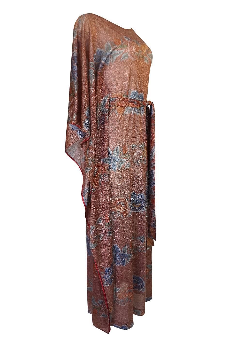 Brown Missoni Floral Print Metallic Lurex Caftan Dress, circa 1972-73 