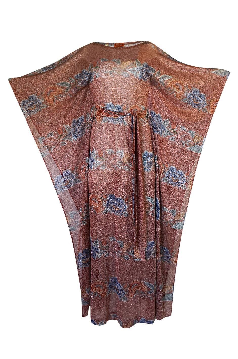 Missoni Floral Print Metallic Lurex Caftan Dress, circa 1972-73  1