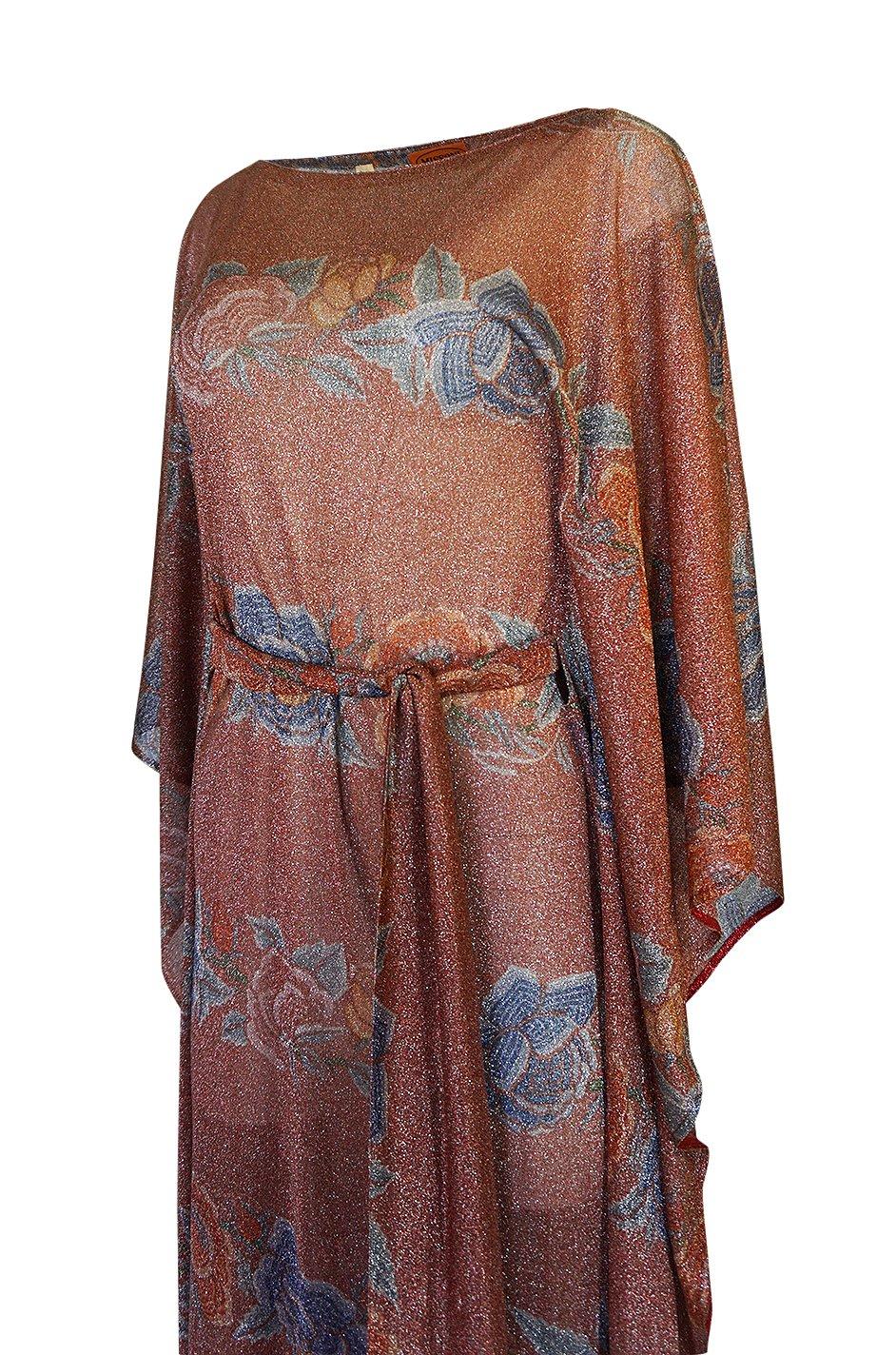 Missoni Floral Print Metallic Lurex Caftan Dress, circa 1972-73  3