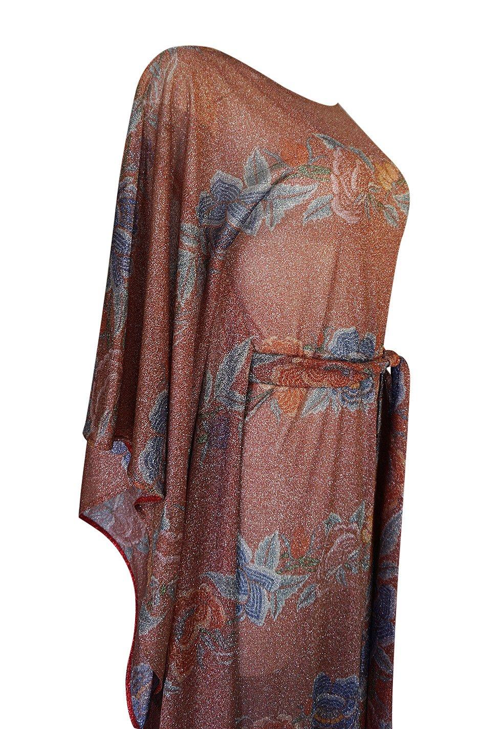 Missoni Floral Print Metallic Lurex Caftan Dress, circa 1972-73  4