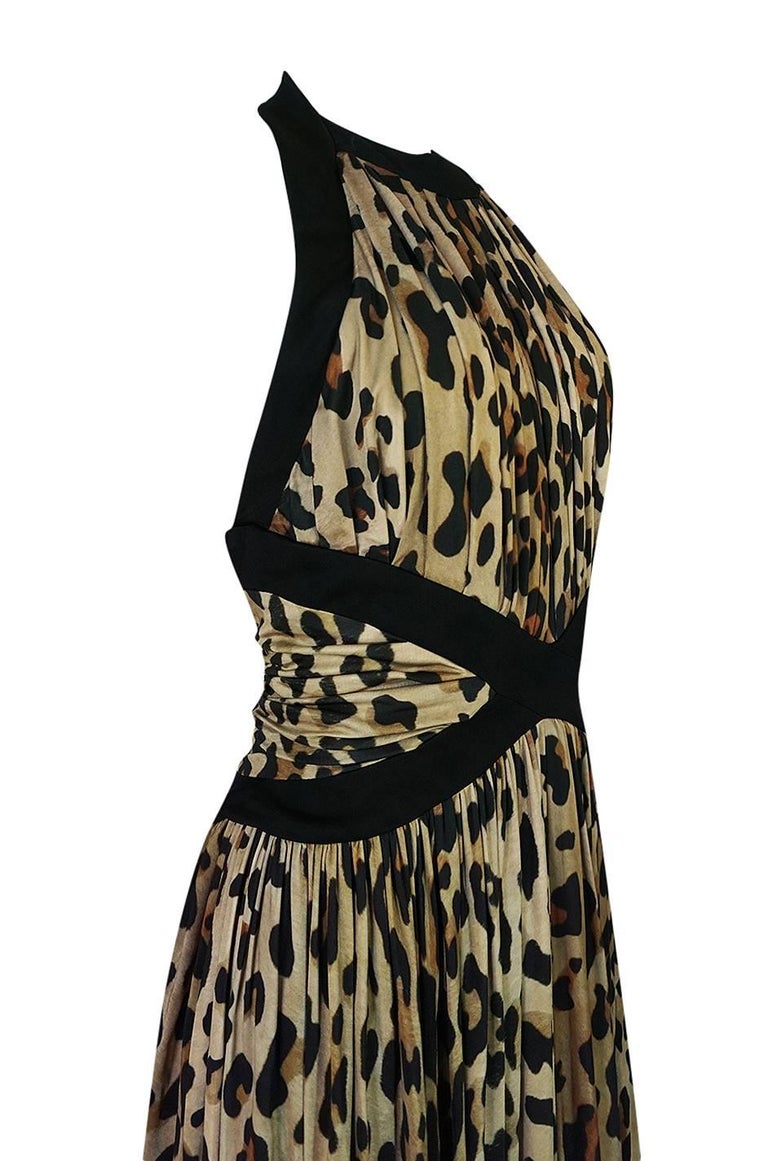Balmain Full Length Leopard Silk Jersey Backless Halter Dress, Fall
