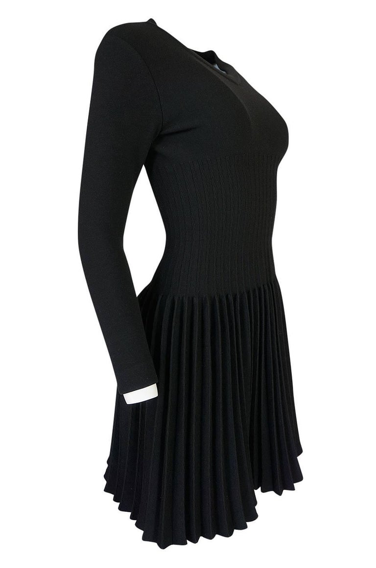 Vintage Azzedine Alaia Stretch Bandage Knit and Pleated Skirt Dress For ...