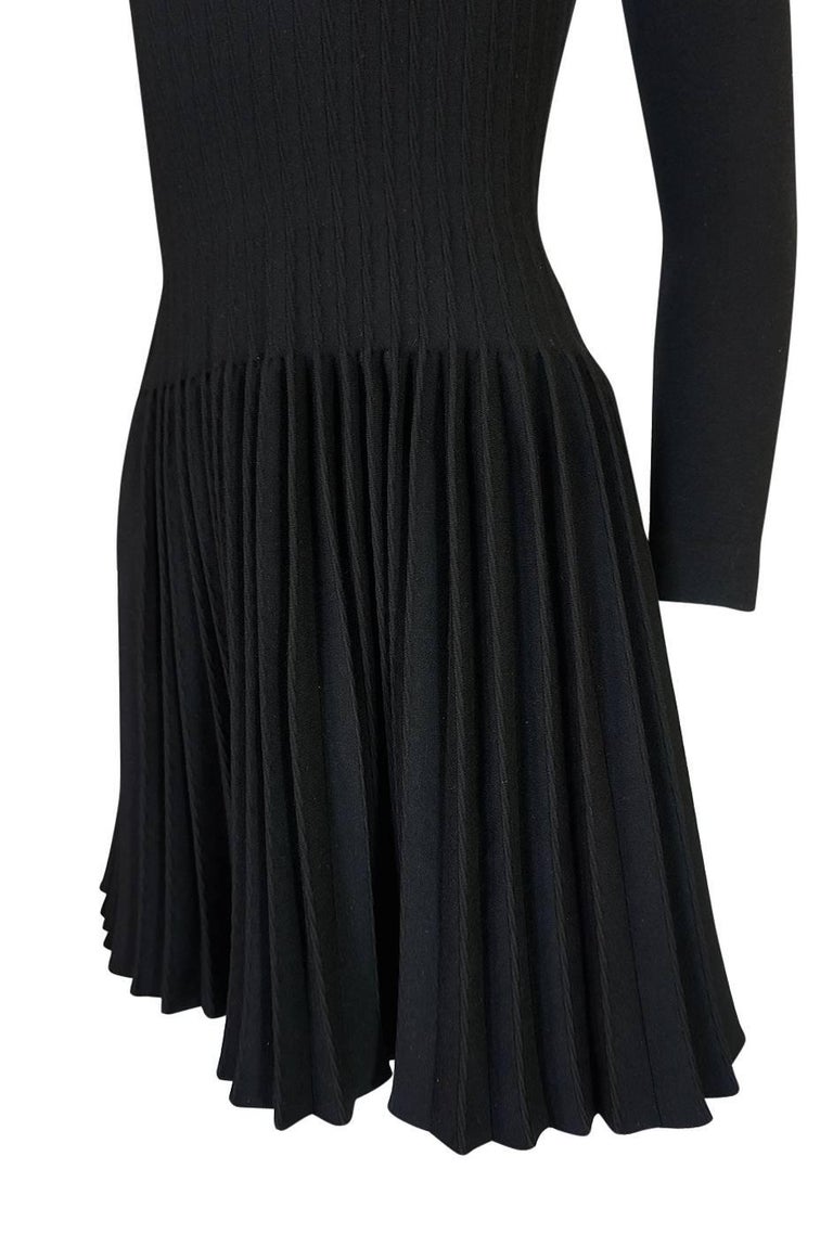 Vintage Azzedine Alaia Stretch Bandage Knit and Pleated Skirt Dress For ...