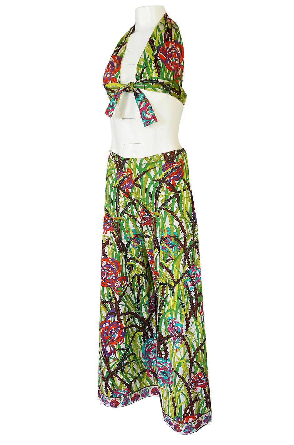 Pucci Rare Printed Cotton Halter Top and Wide Leg Pant Set, 1960s  In Good Condition In Rockwood, ON