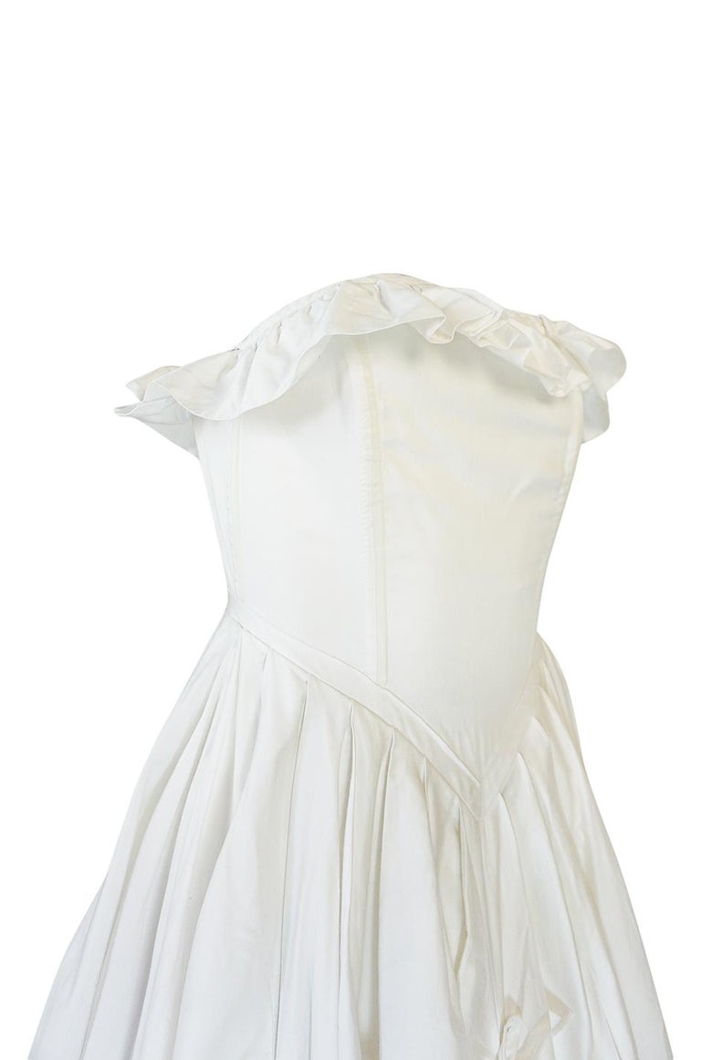 1985 Laura Ashley Crisp White Cotton Strapless Bow Dress at 1stDibs | laura  ashley wedding dresses, prom dresses 1985