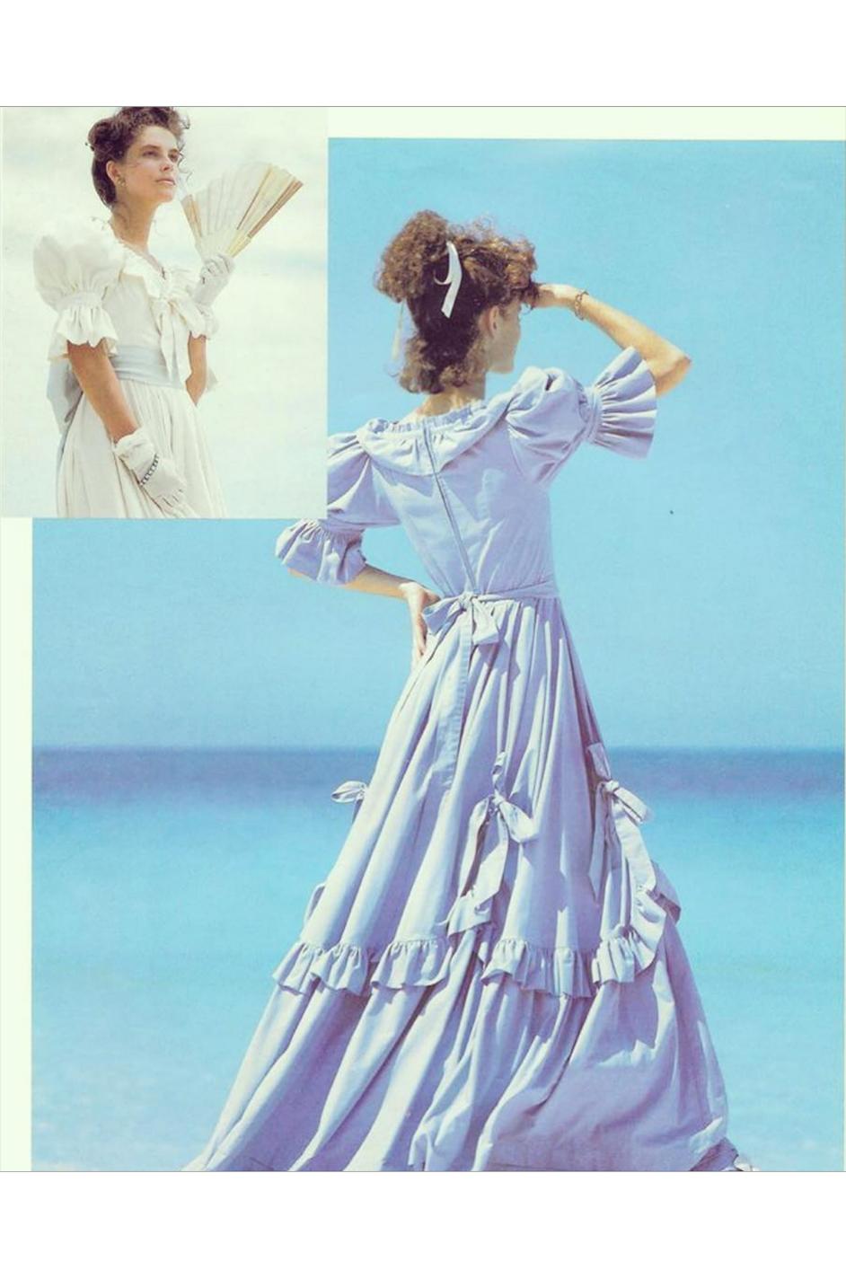 1985 Laura Ashley Crisp White Cotton Strapless Bow Dress 3