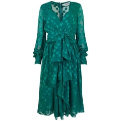 Christian Dior Haute Couture Green Silk Chiffon Dress, A / W 1973