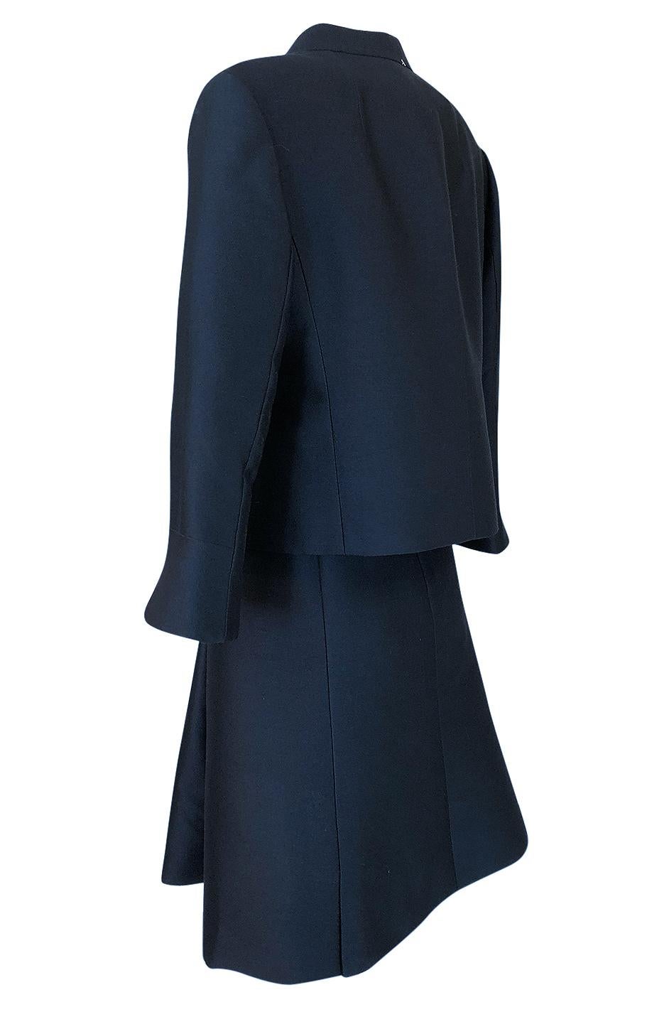 Women's 1950s Christian Dior Midnight Blue Demi-Couture 3 Piece Dress Suit
