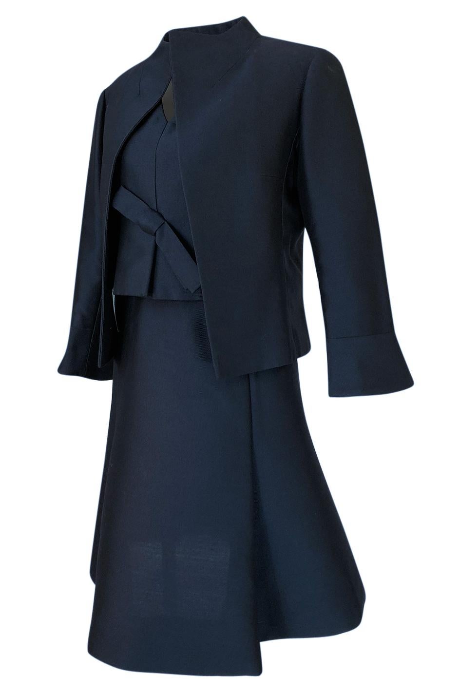 1950s Christian Dior Midnight Blue Demi-Couture 3 Piece Dress Suit In Excellent Condition In Rockwood, ON