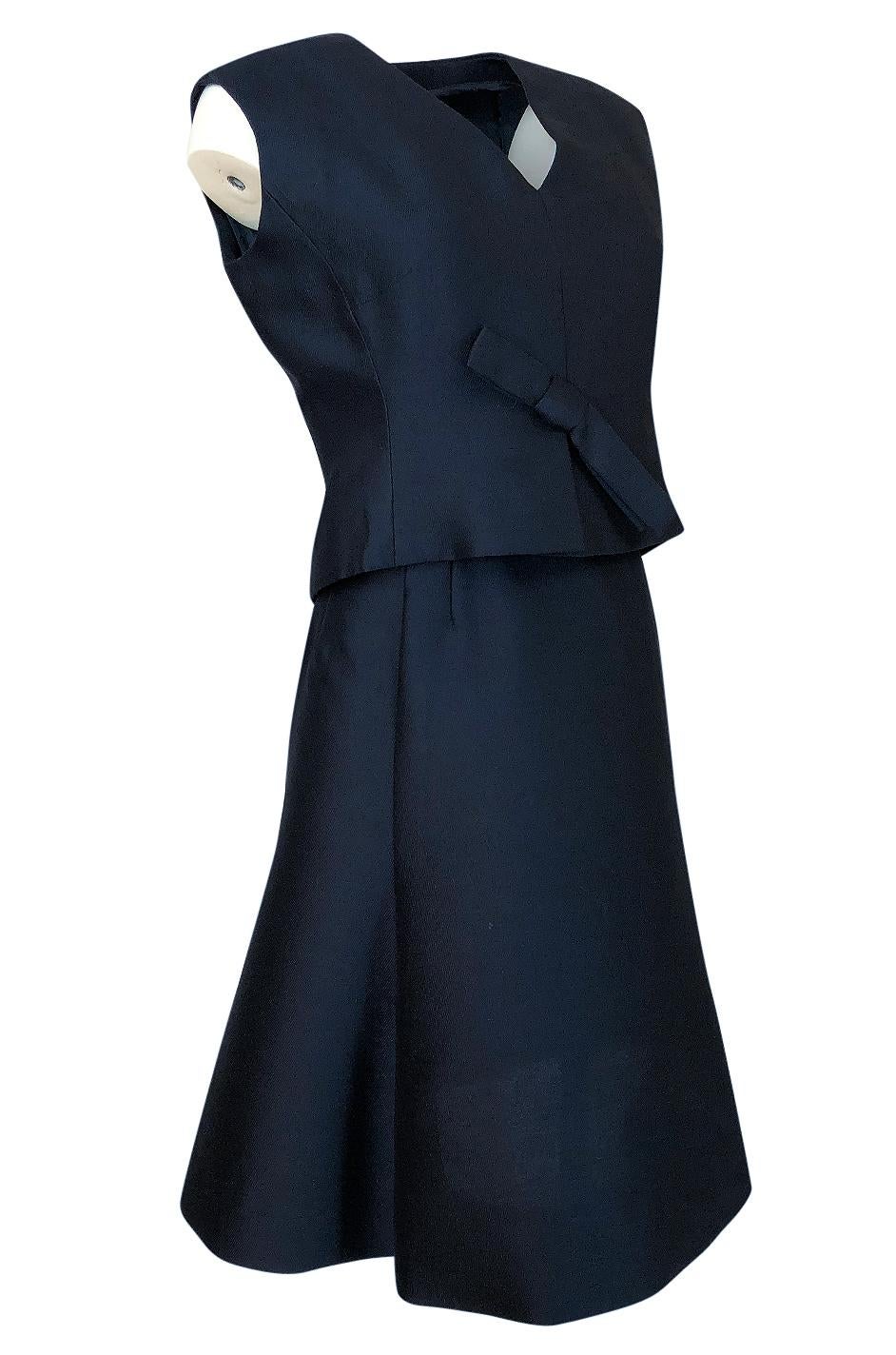 1950s Christian Dior Midnight Blue Demi-Couture 3 Piece Dress Suit 2