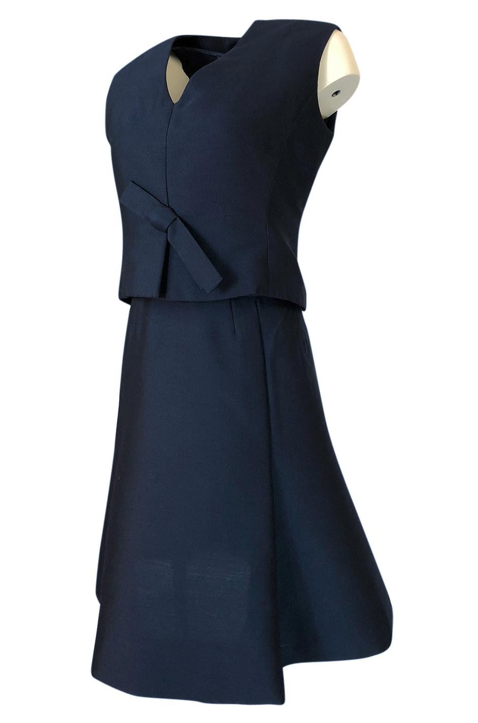 1950s Christian Dior Midnight Blue Demi-Couture 3 Piece Dress Suit 4