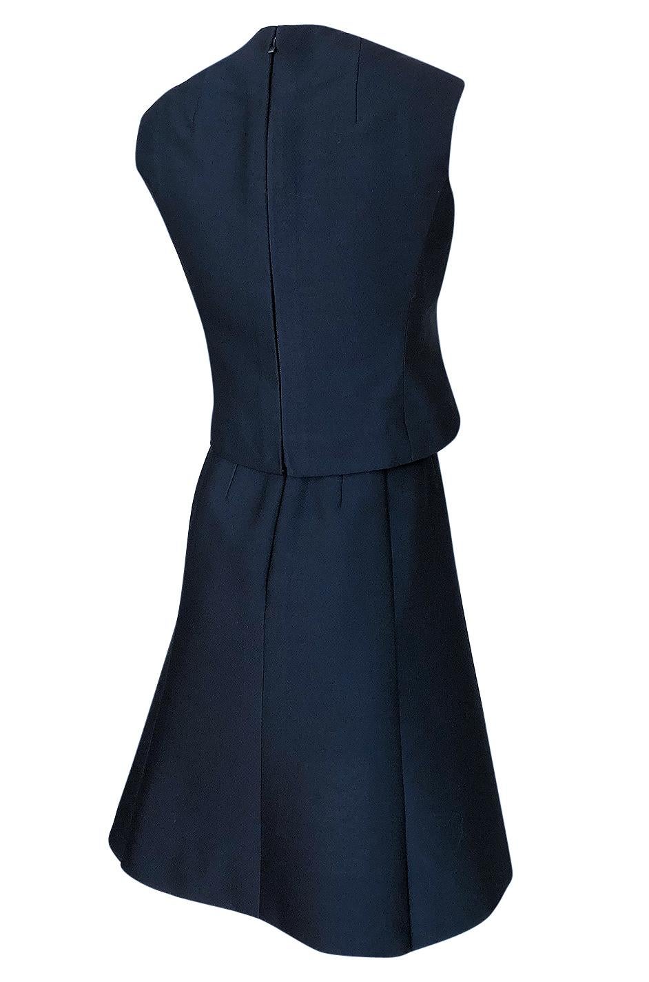 1950s Christian Dior Midnight Blue Demi-Couture 3 Piece Dress Suit 3