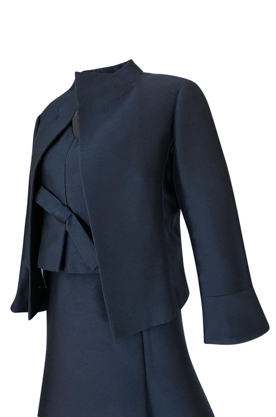 1950s Christian Dior Midnight Blue Demi-Couture 3 Piece Dress Suit 8