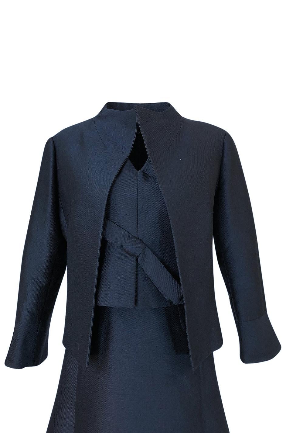 1950s Christian Dior Midnight Blue Demi-Couture 3 Piece Dress Suit 7