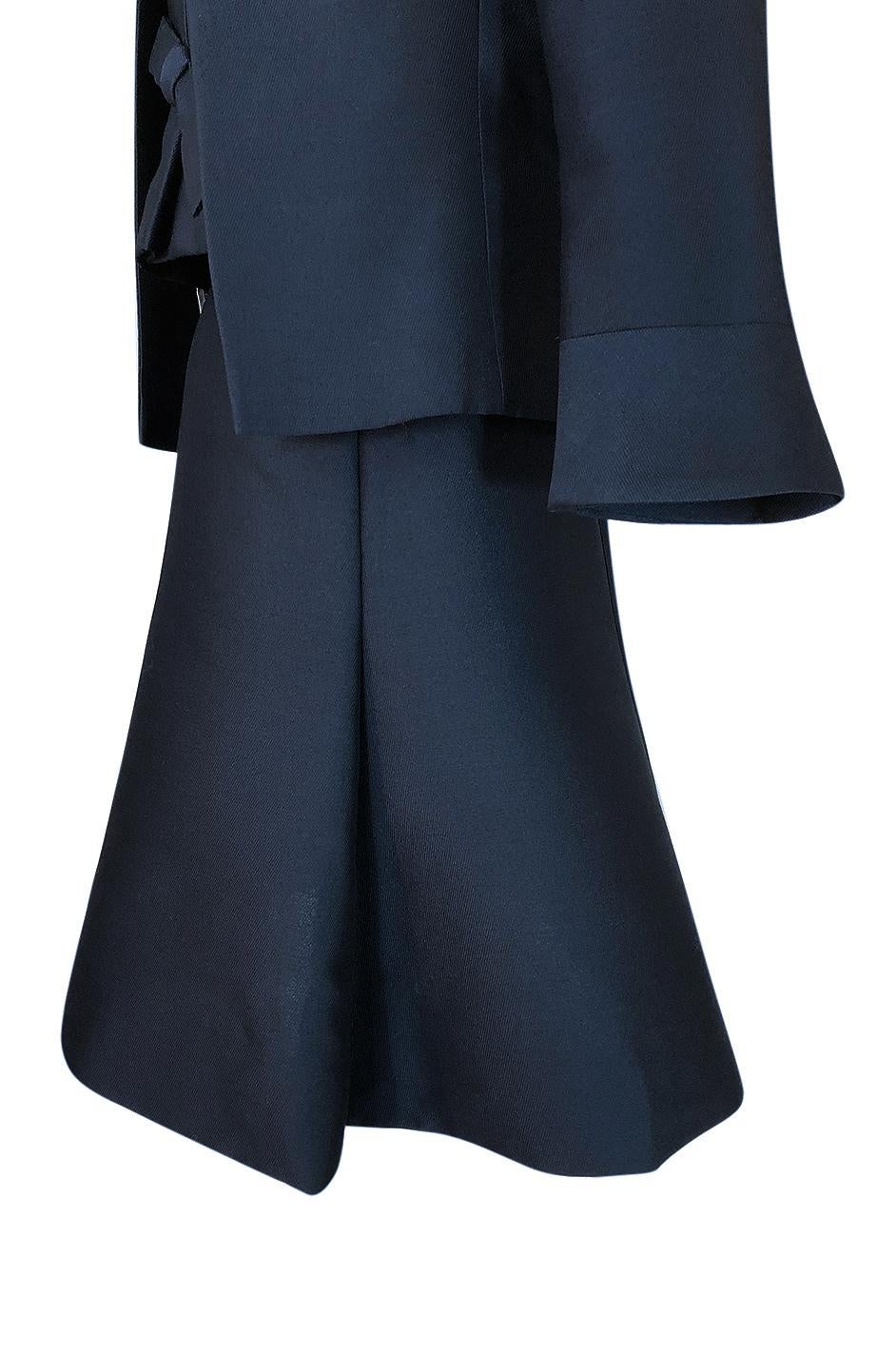 1950s Christian Dior Midnight Blue Demi-Couture 3 Piece Dress Suit 9