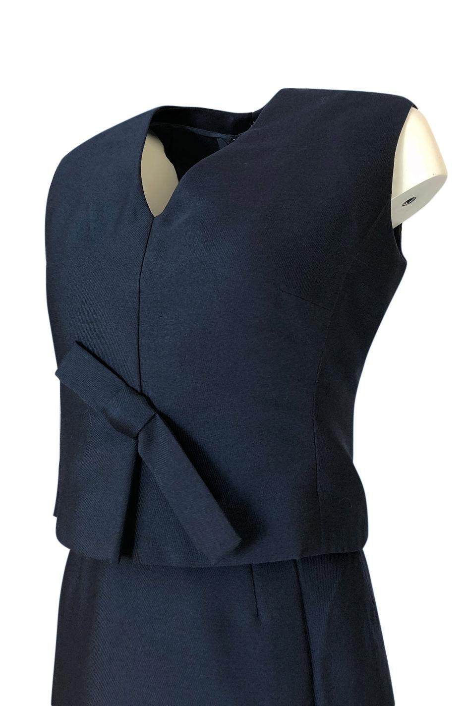 1950s Christian Dior Midnight Blue Demi-Couture 3 Piece Dress Suit 10