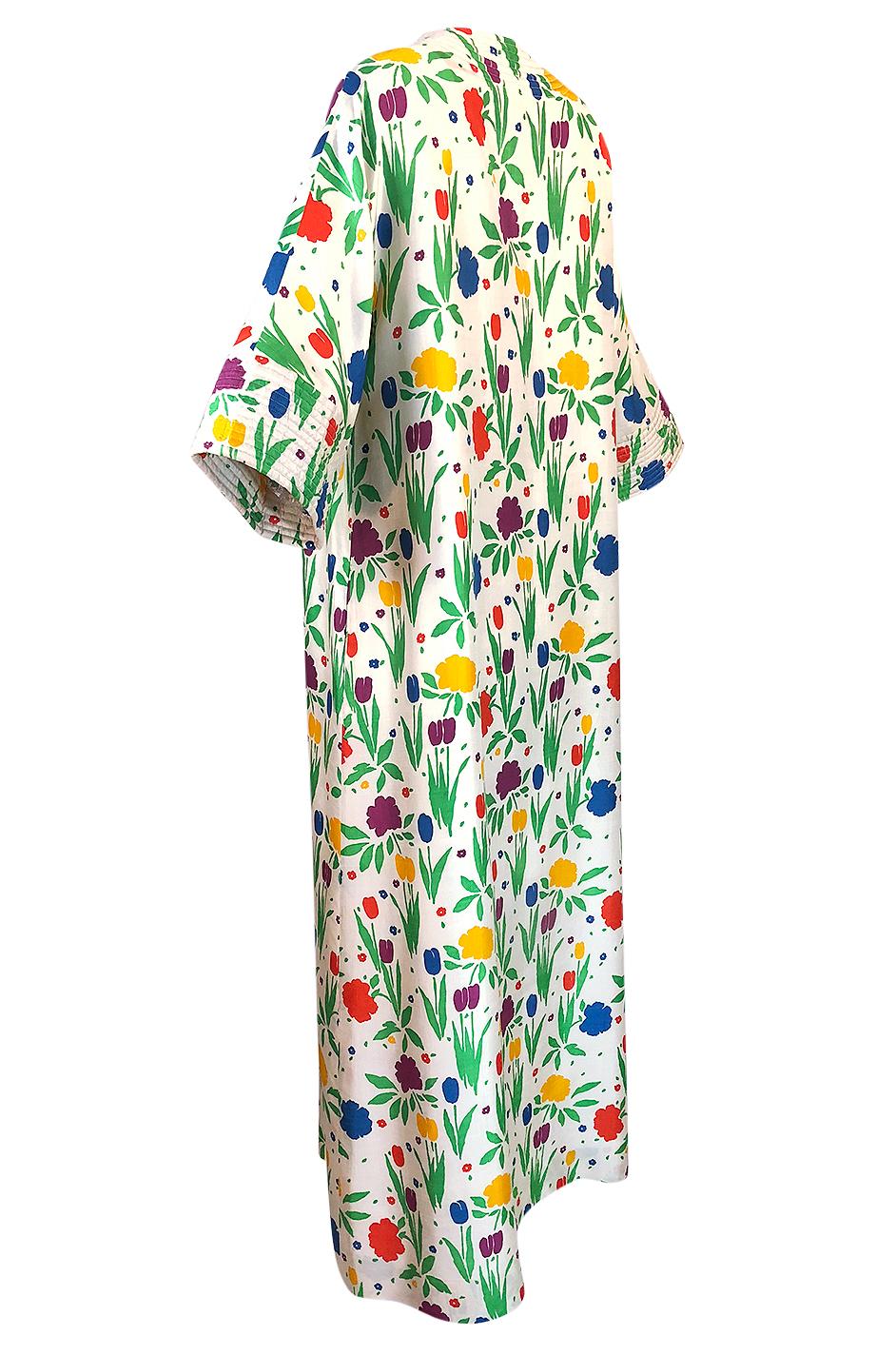 Women's Pierre Balmain Brilliant Floral Print Thai Silk Caftan Dress, 1960s 