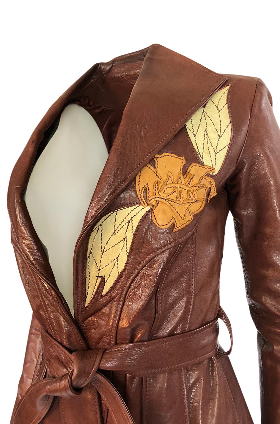 Brown c.1973 East West Musical Instruments Co. 'Del Rose' Leather Jacket