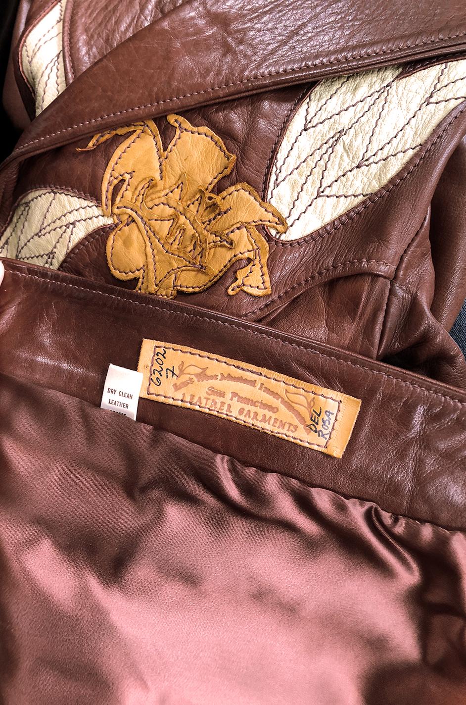 c.1973 East West Musical Instruments Co. 'Del Rose' Leather Jacket In Good Condition In Rockwood, ON