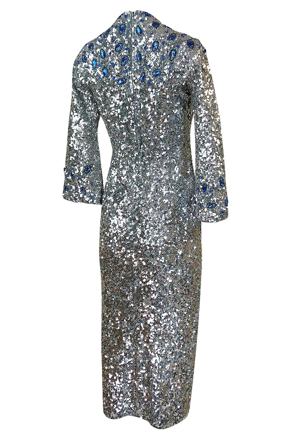 In its heyday the Gene Shelly of California label was highly sought after. The label was doing some of the best of the early sequinned vintage pieces that you could find anywhere on the planet. All of the sequin work that covers this dress was done