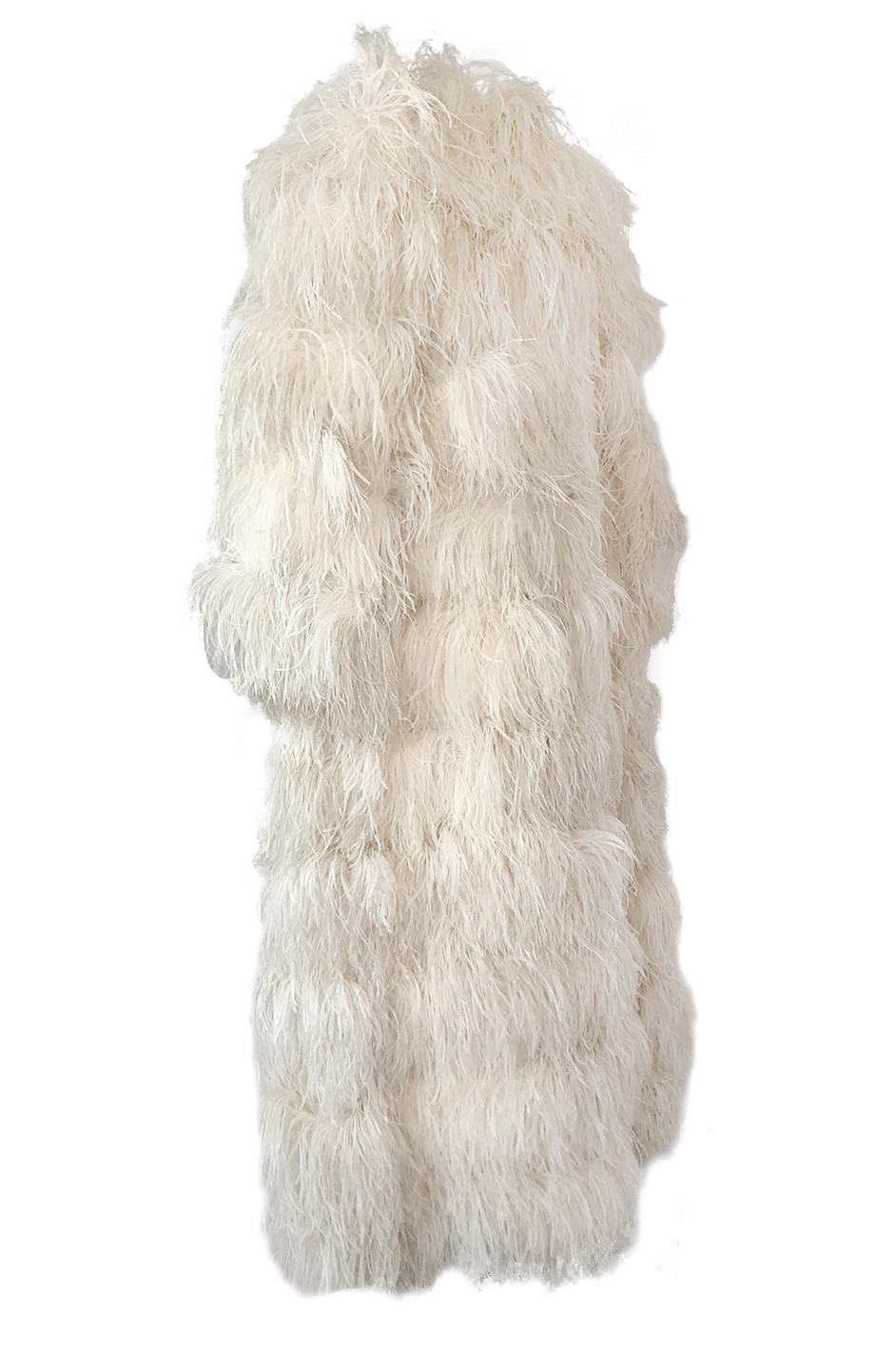 Beige 1960s Michael Novarese Ostrich Feather Full Length Maxi Coat