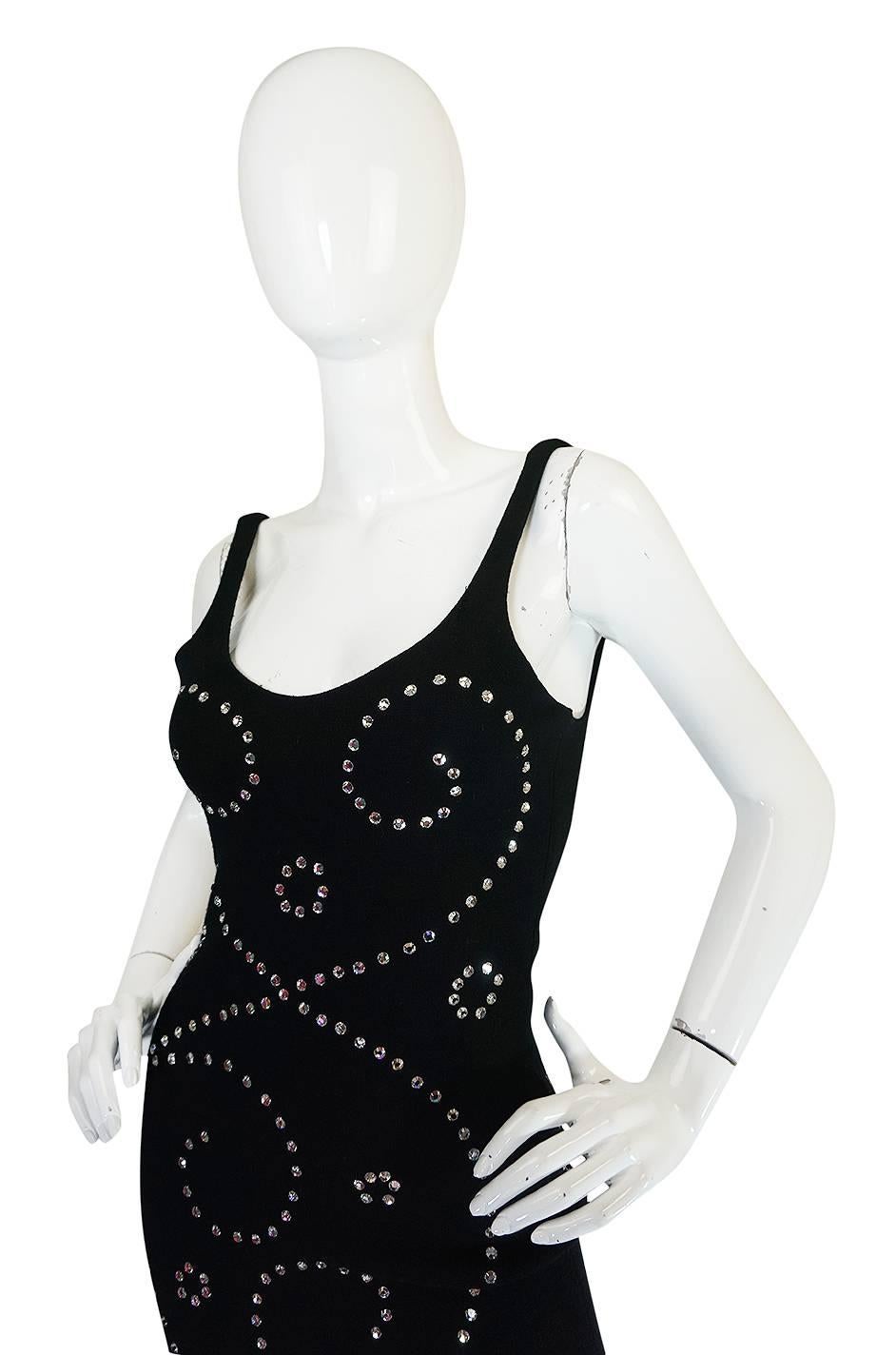 Rare 1990s Todd Oldham Rhinestone Mini Dress In Excellent Condition In Rockwood, ON