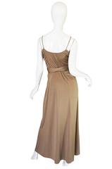 1970s Stephen Burrows Slinky Taupe Jersey Wrap Dress