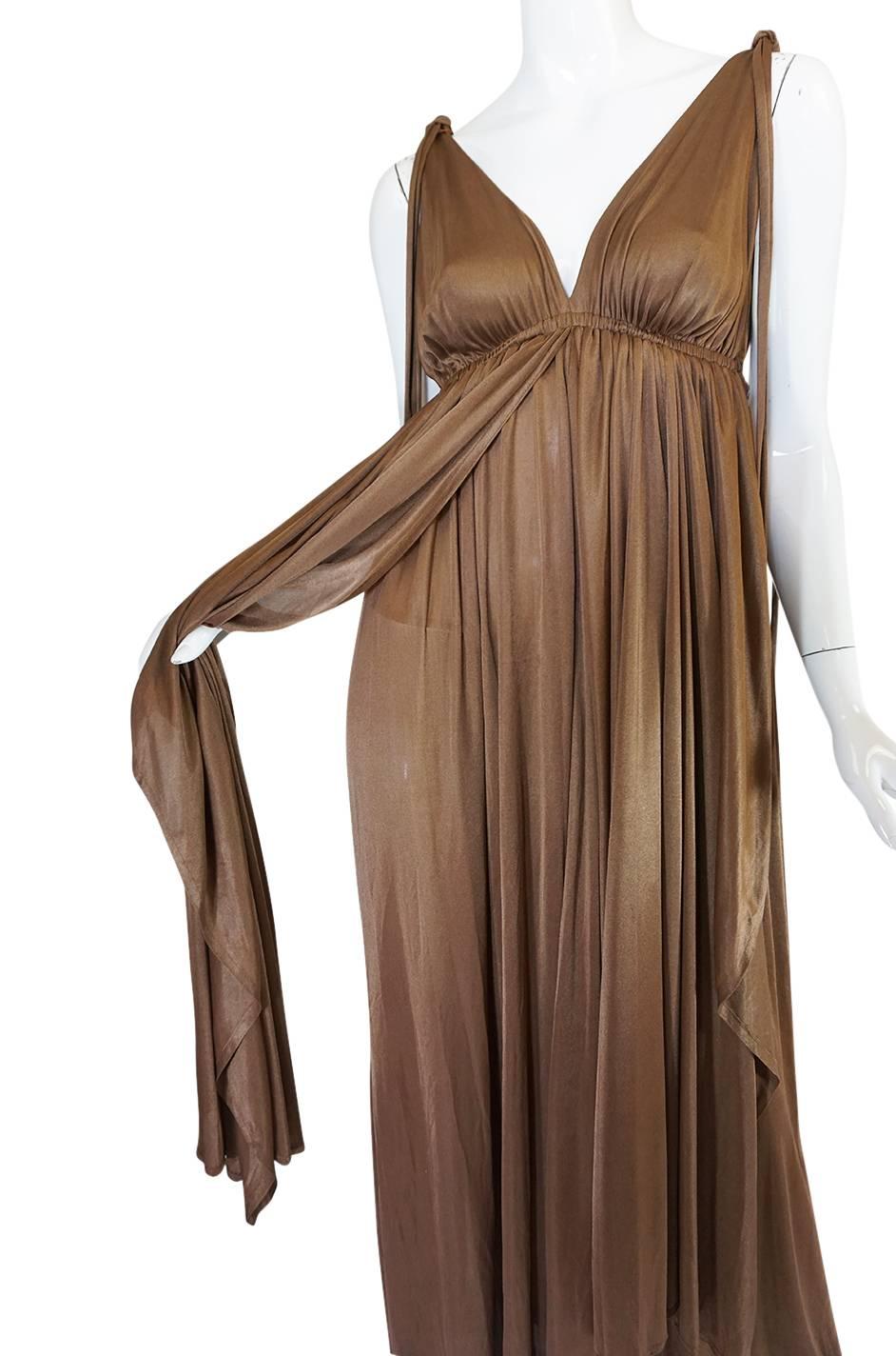 Women's Superb 1970s Grecian Goddess Frank Usher Jersey Dress