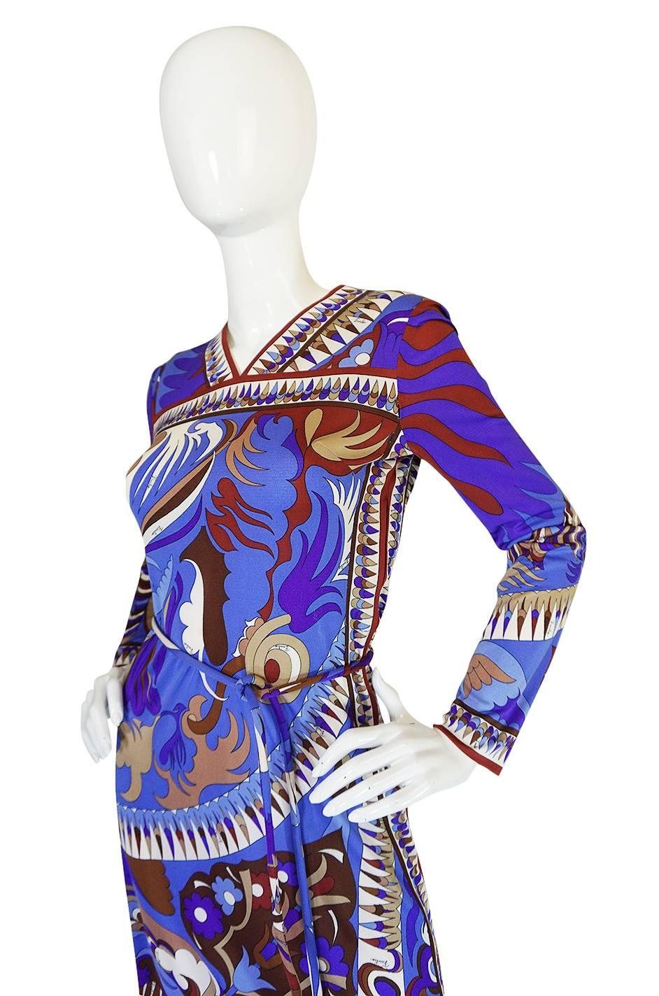 1960s Emilio Pucci Brilliant Printed Silk Jersey Dress In Excellent Condition In Rockwood, ON