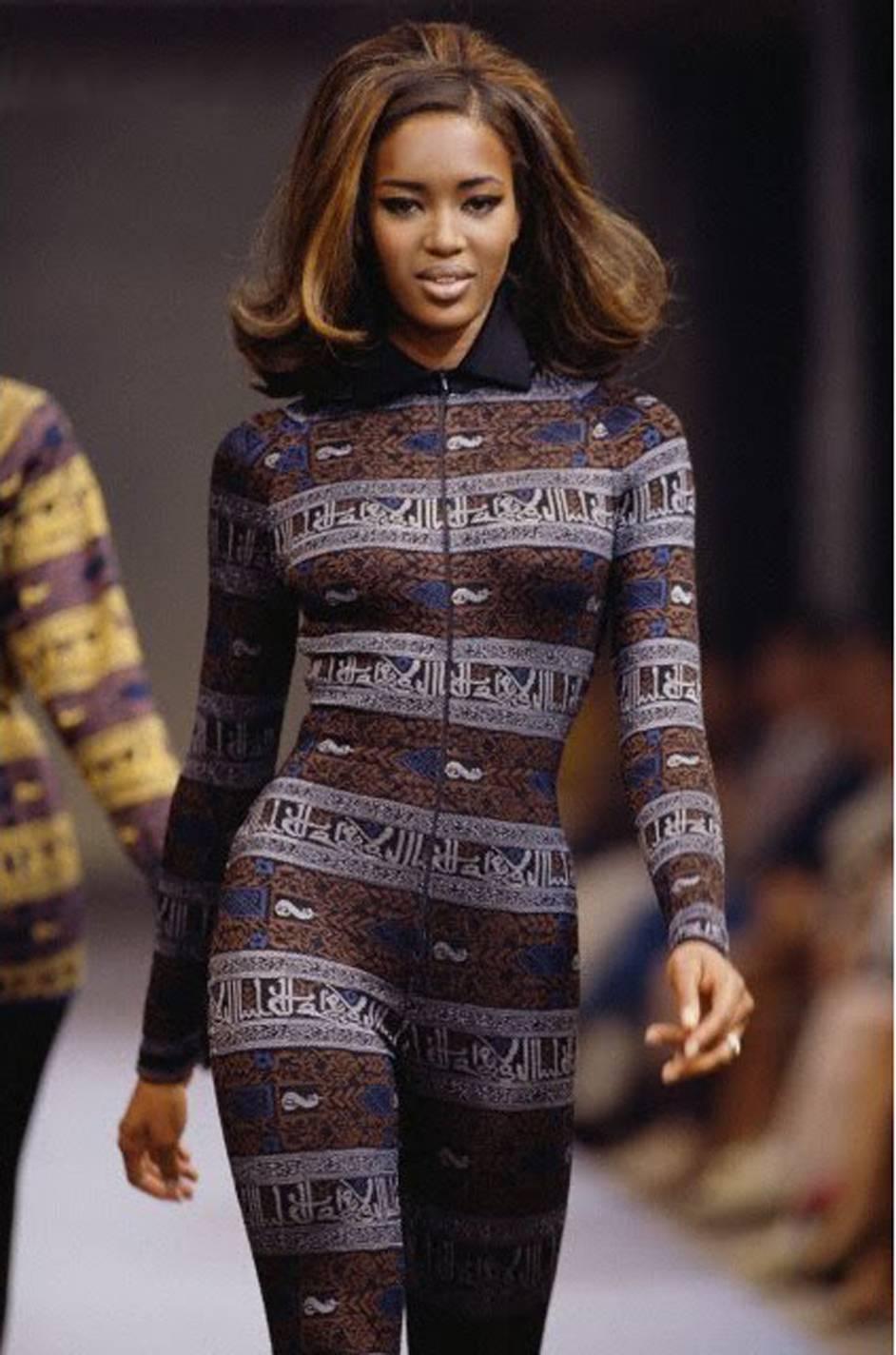 Fall 1990 Collection Azzedine Alaia Printed Romper Playsuit 5