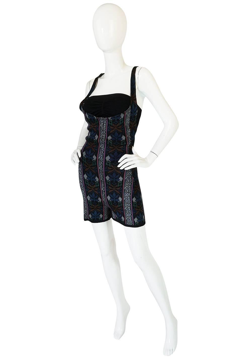 Black Fall 1990 Collection Azzedine Alaia Printed Romper Playsuit