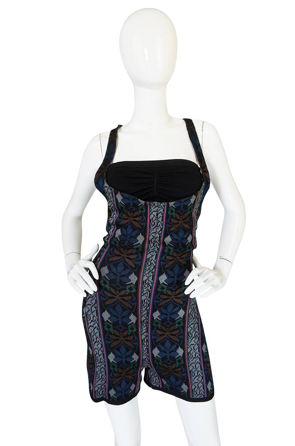 Fall 1990 Collection Azzedine Alaia Printed Romper Playsuit 1